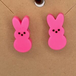 Pink Peep Bunny Shaped Earrings
